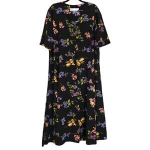 Vintage Addition Elle Floral Button Front Rayon Midi Dress Plus Size 18W